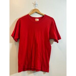 Vtg Gudrun Sjoden Womens Red Cotton T‎ Shirt Made in Sweden Minimalist Crew Neck